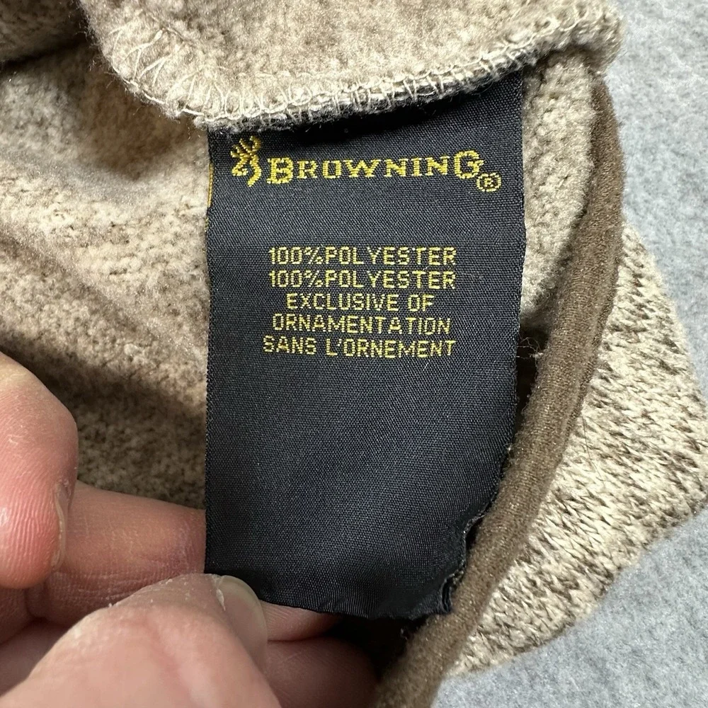 Browning Mens XL Jaxon Brown 1/4 Zip Pullover Outdoor Hunting Warmer Pocket